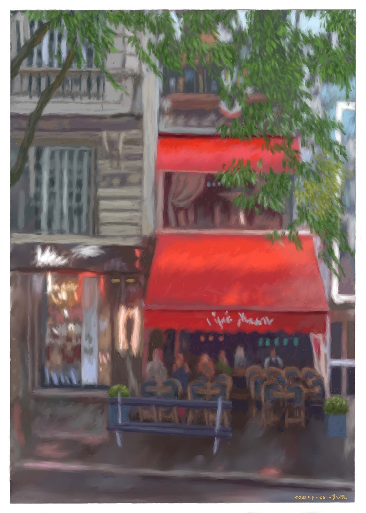 Corner cafe in Paris  (巴黎街角咖啡座) 1